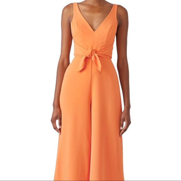 Amanda Uprichard tangerine Carter jumpsuit size medium wide leg cropped pants - Picture 1 of 8